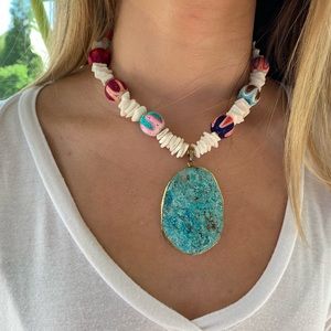Shell & Ocean Jasper pendant necklace, NWT